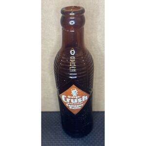 ORANGE CRUSH 1940/50's  -  7 oz Soda Pop Bottle Beehive Ribbed Amber Glass VTG